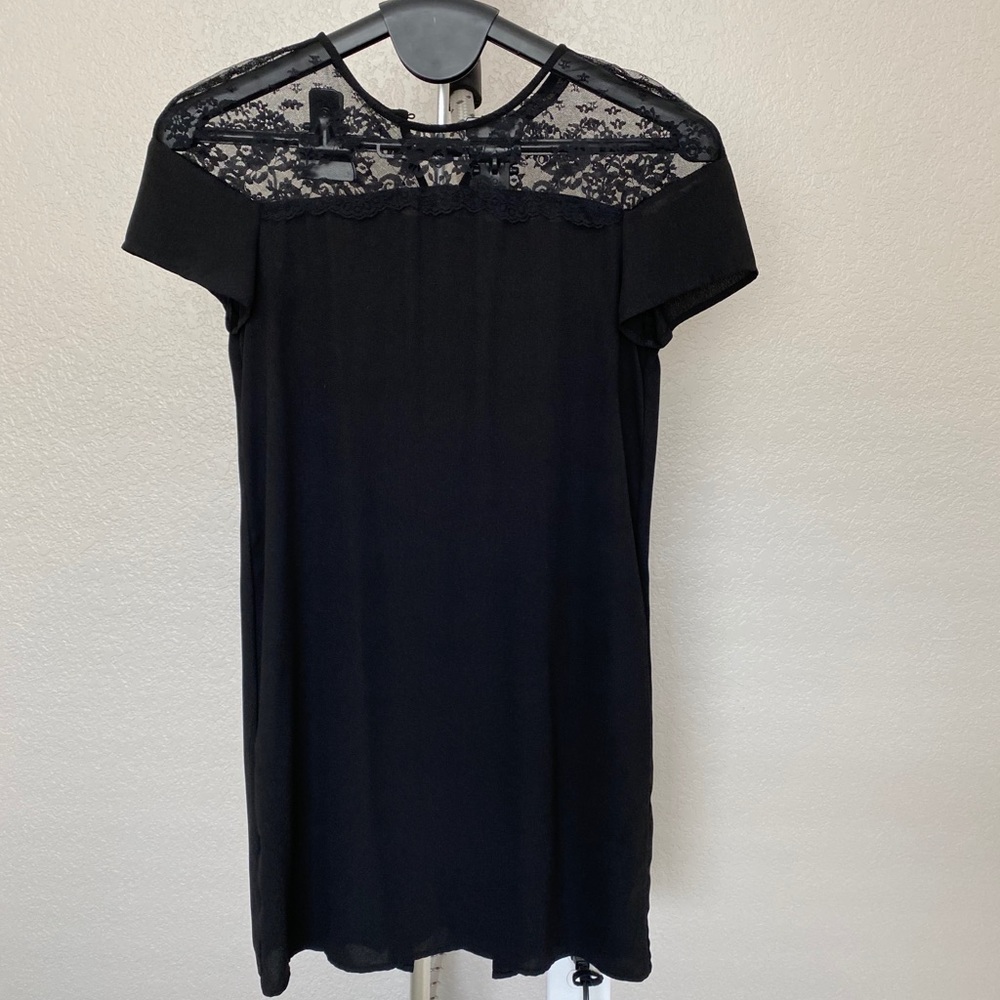 Zara black lace mesh shift dress